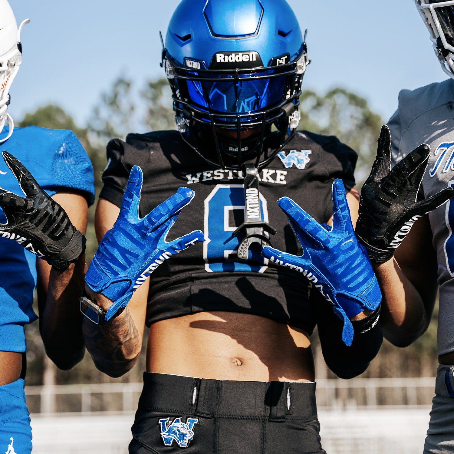 G1® Youth Football Gloves Blue - Image 2