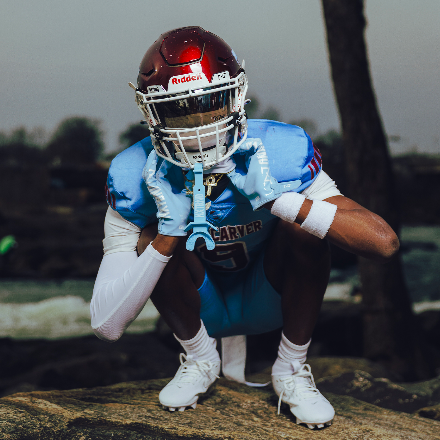 G1® Pro Football Gloves Columbia Blue - Image 2