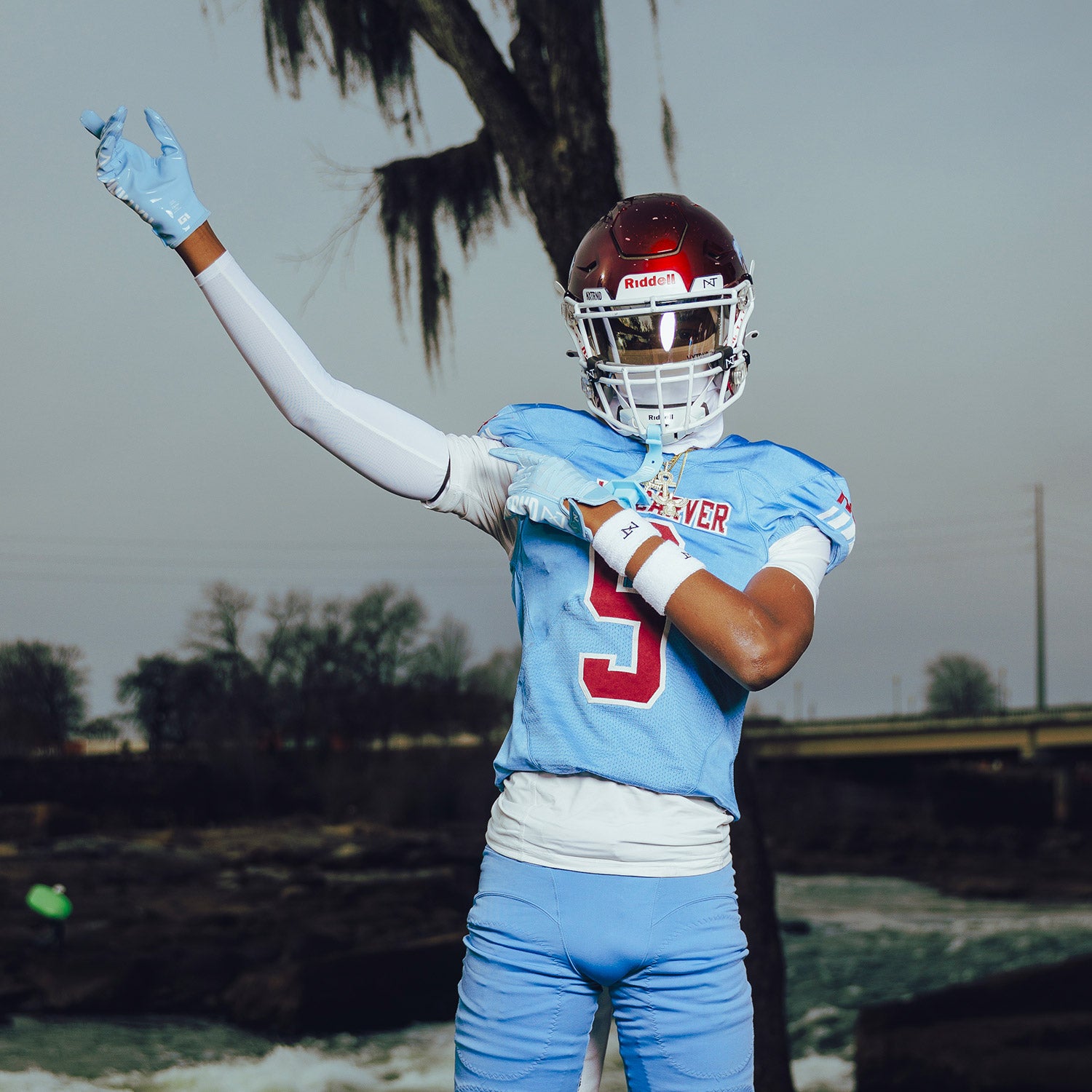 G1® Pro Football Gloves Columbia Blue - Image 7