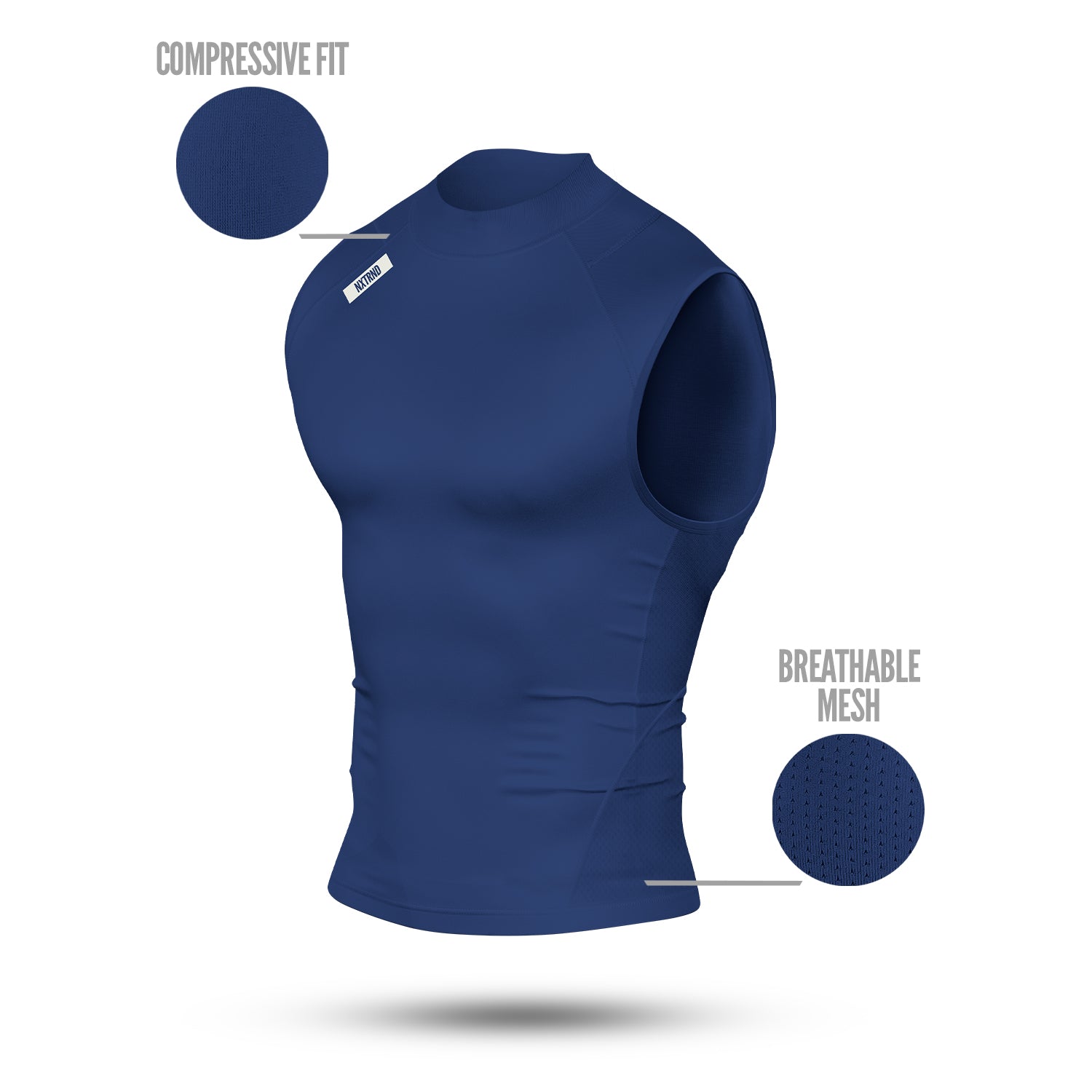 Core Turtleneck Compression Sleeveless Navy Blue - Image 4
