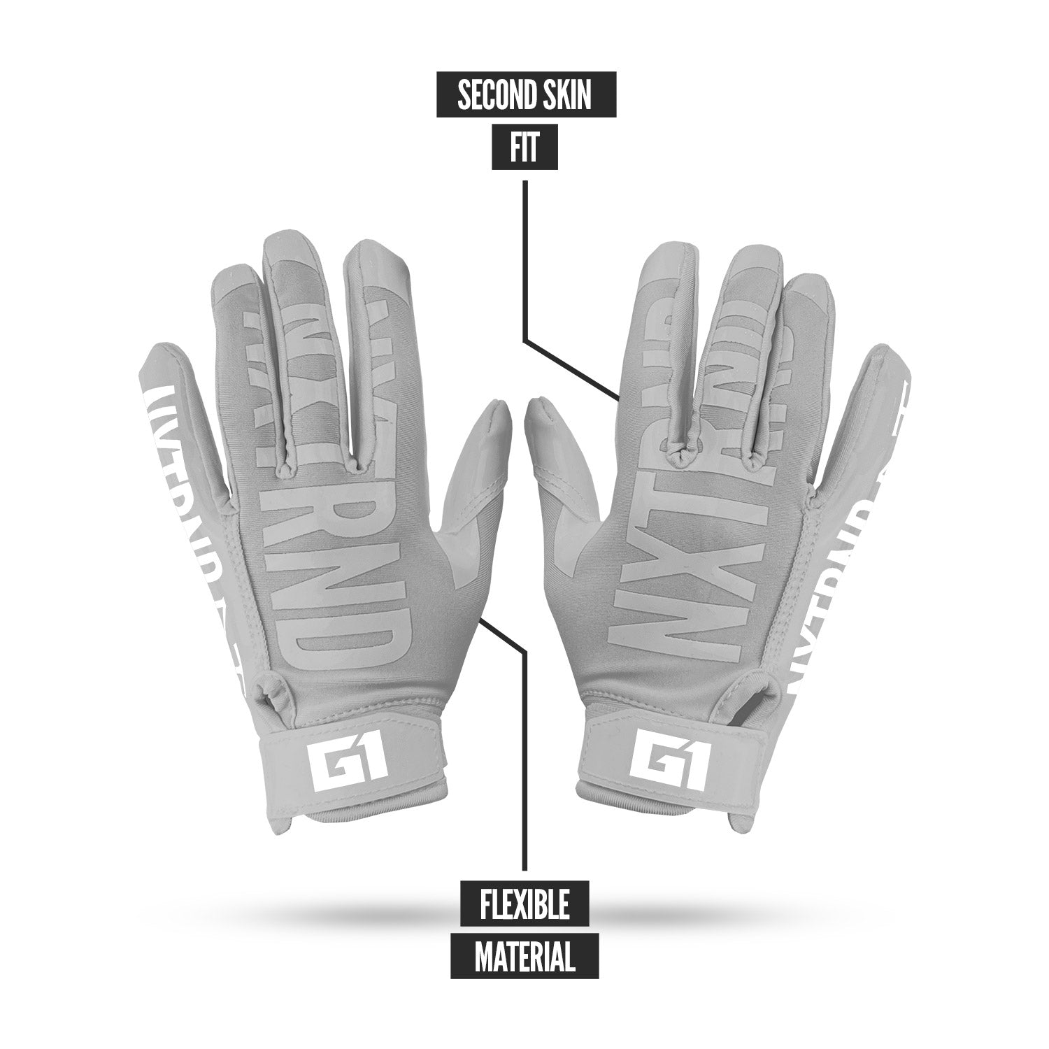 G1® Youth Football Gloves Grey - Image 4