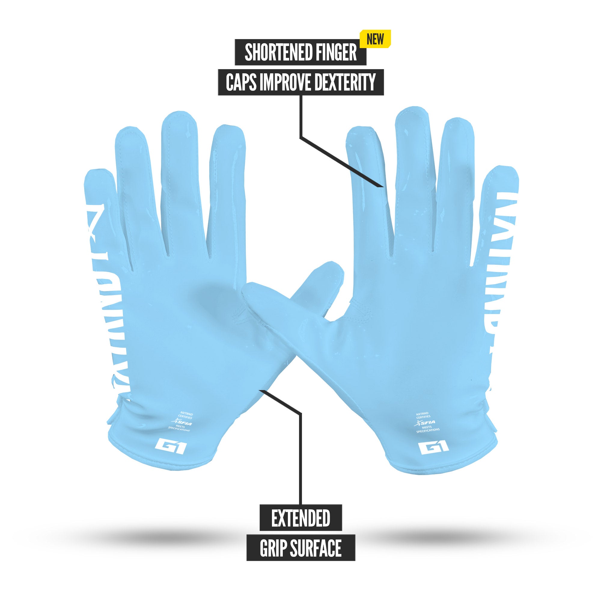 G1® Pro Football Gloves Columbia Blue - Image 6