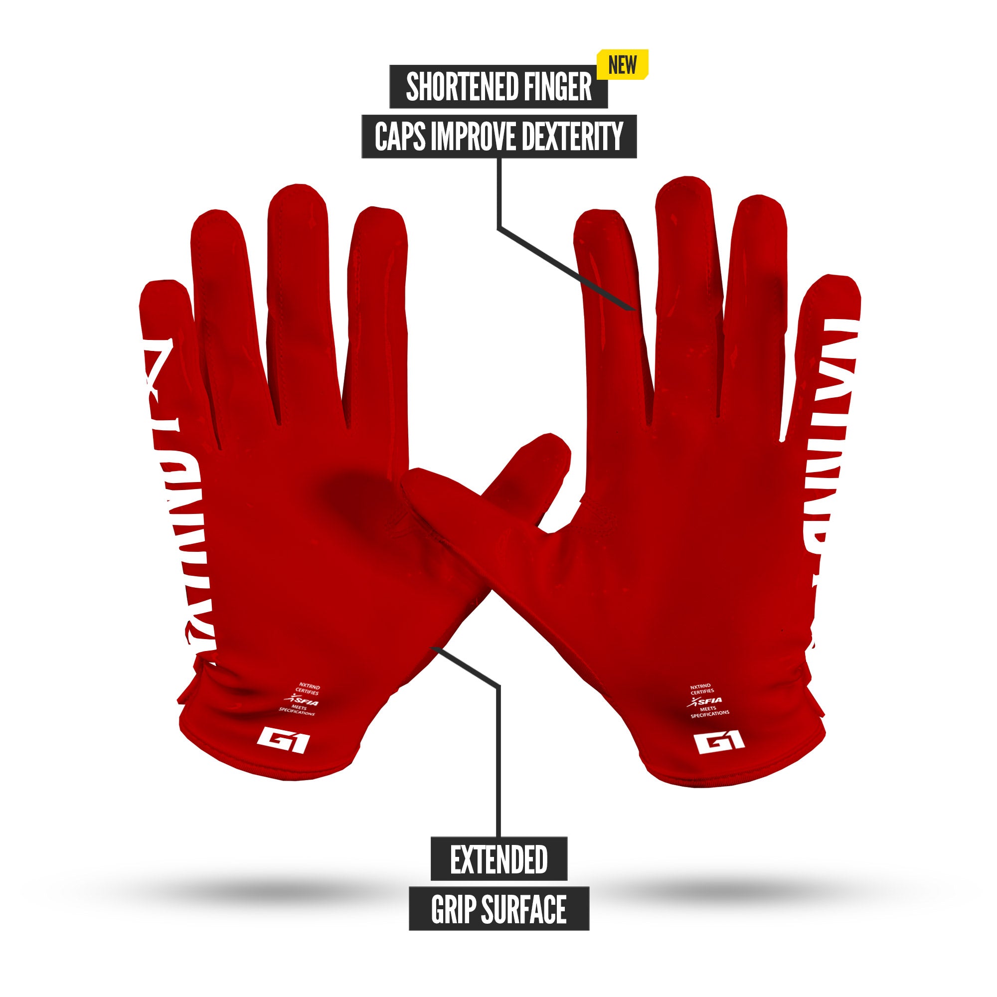G1® Pro Football Gloves Red - Image 6