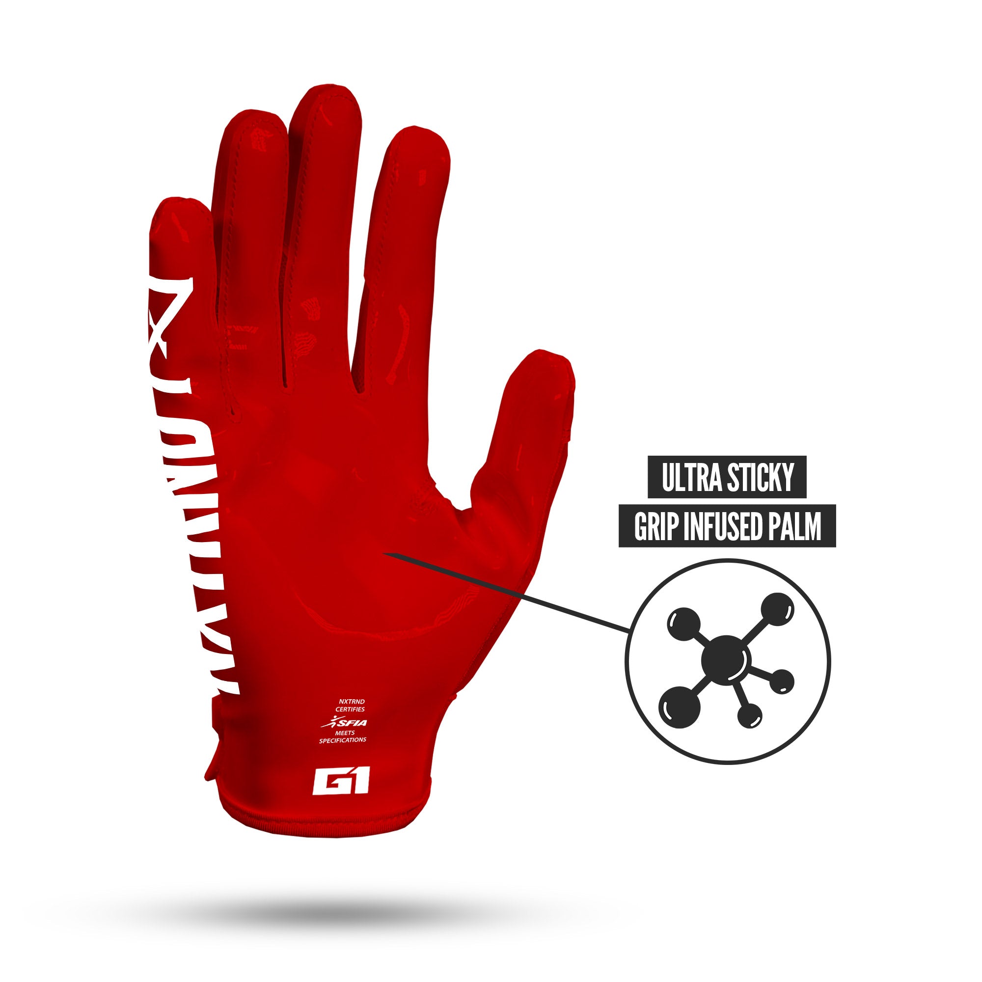 G1® Pro Football Gloves Red - Image 4