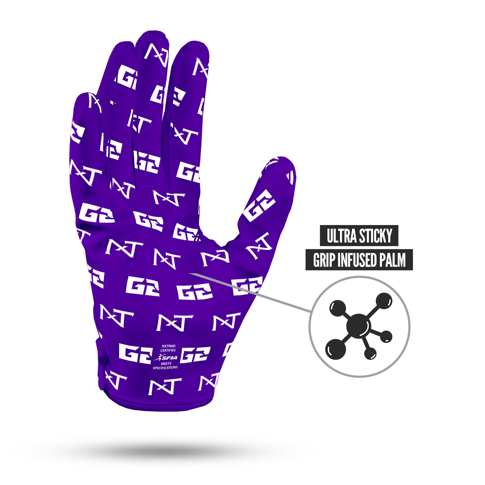 G2® Pro Football Gloves Purple - Image 4