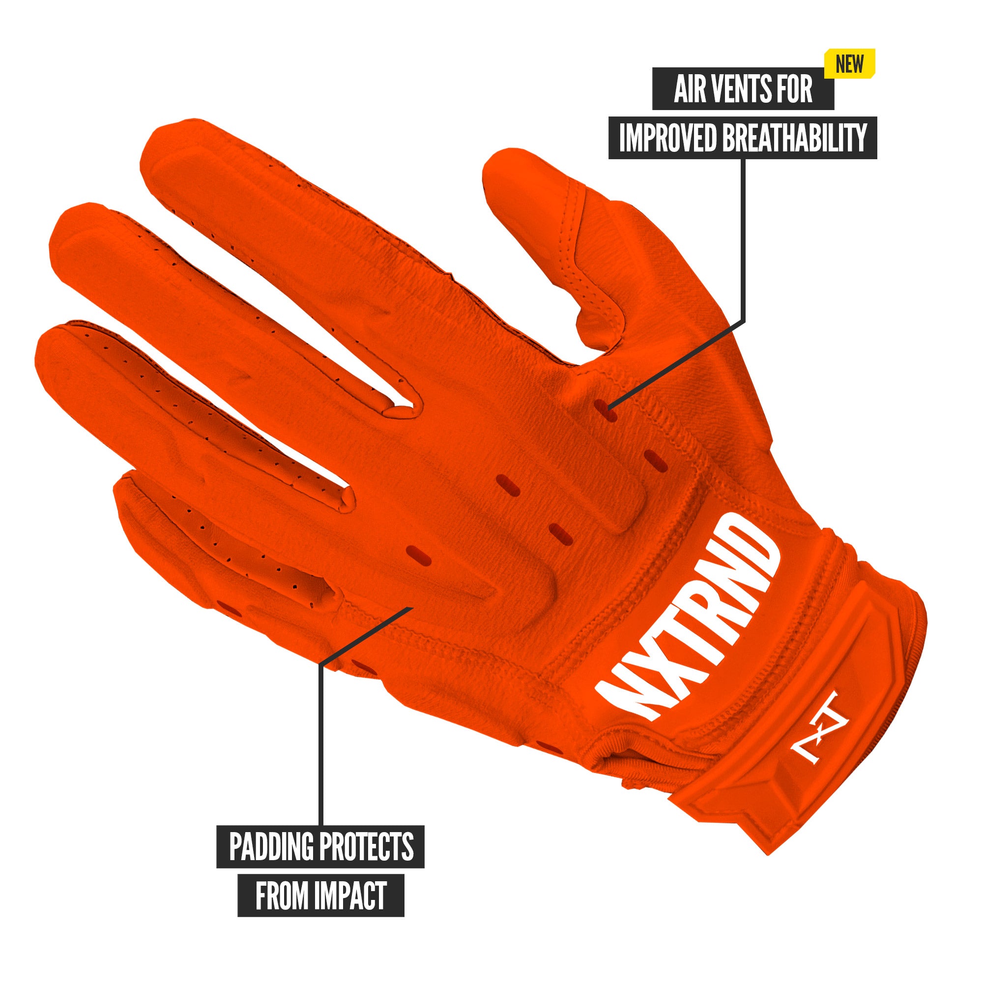 G3® Pro Padded Football Gloves Orange - Image 4