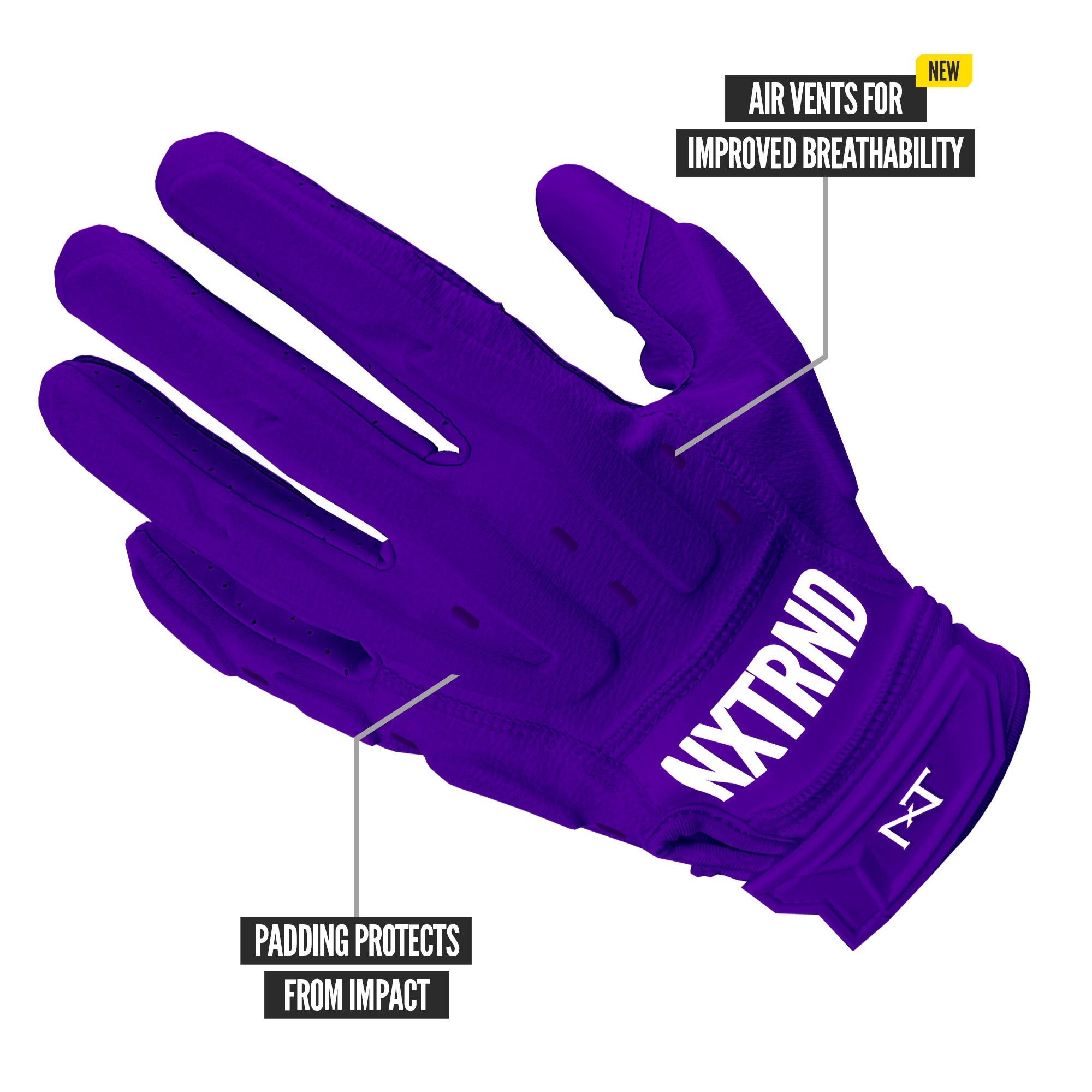 G3® Pro Padded Football Gloves Purple - Image 4
