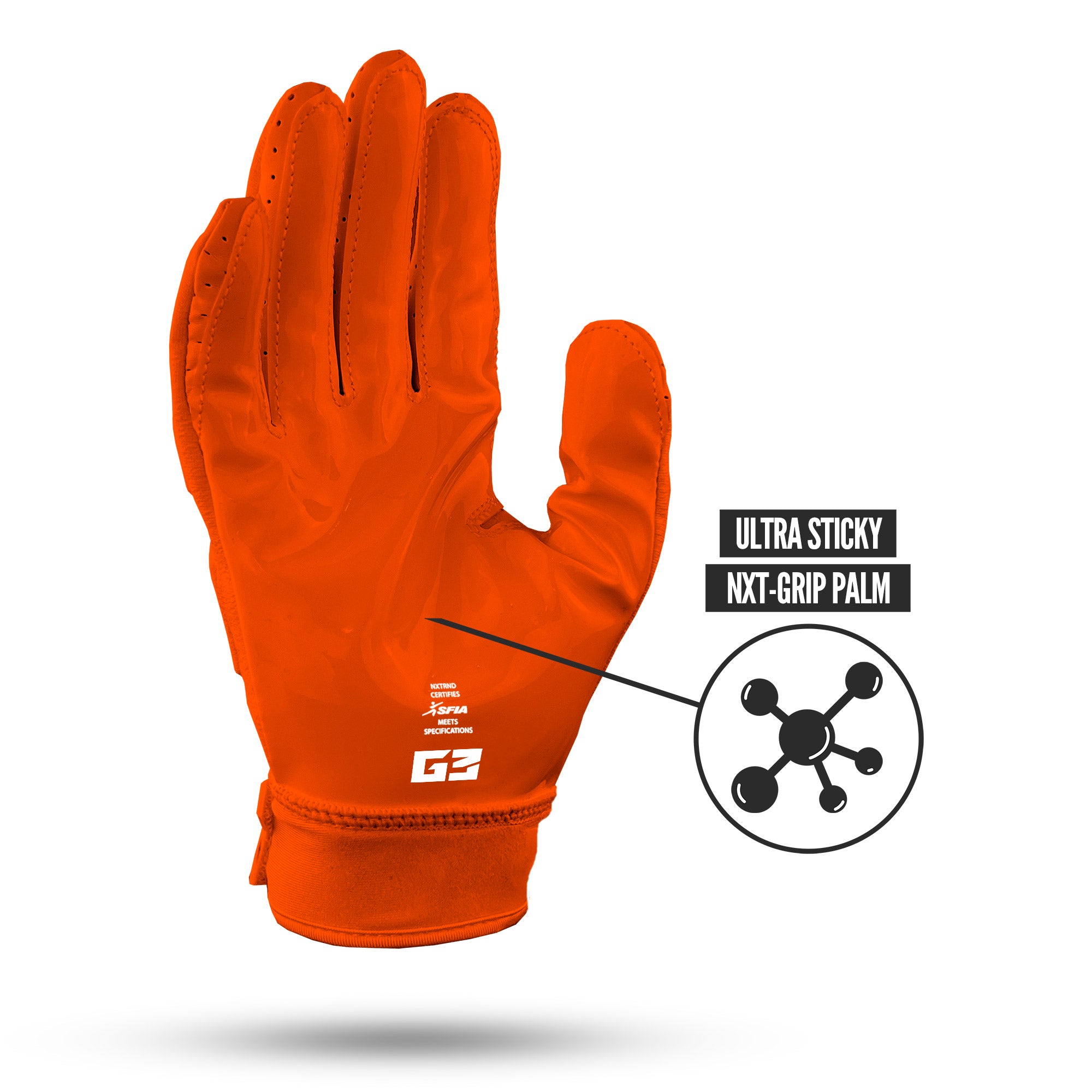 G3® Pro Padded Football Gloves Orange - Image 3