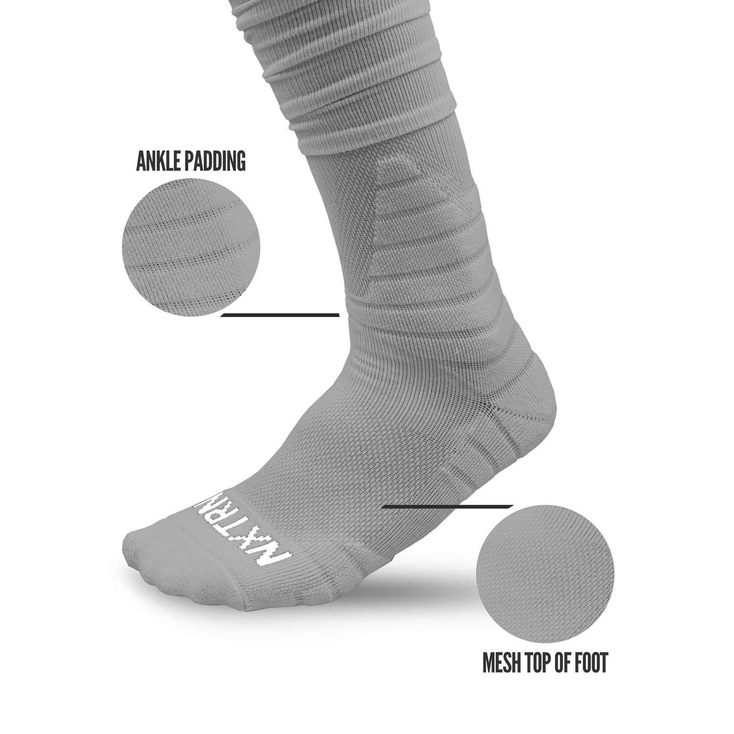 XTD® Scrunch Football Socks Light Grey - Image 4