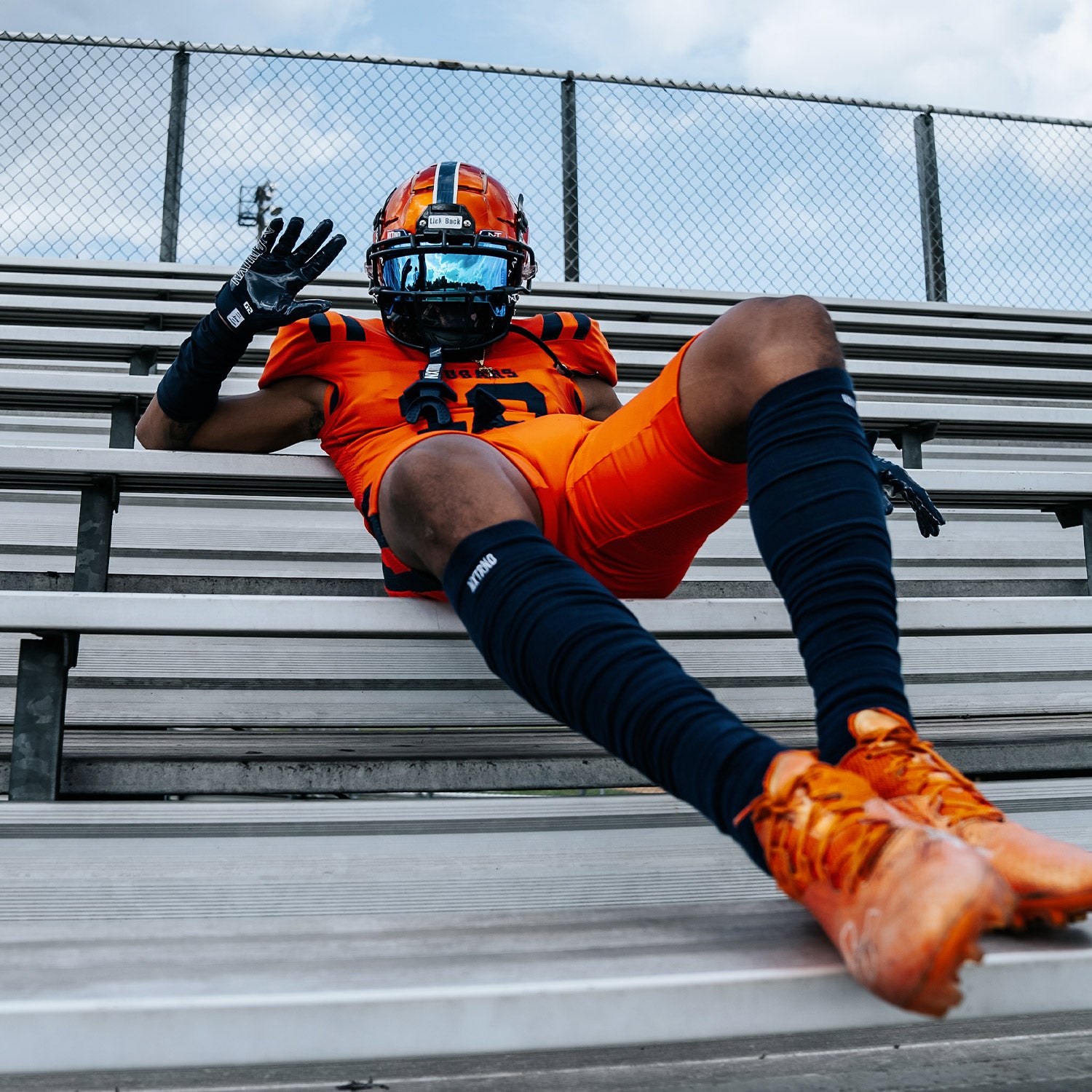 Scrunch Football Leg Sleeves Navy Blue - Image 6