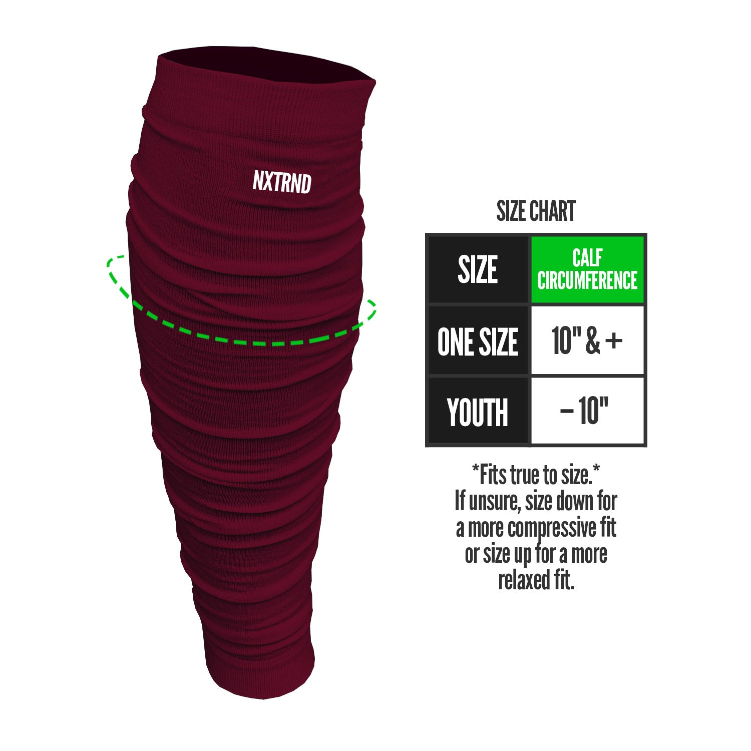 Scrunch Football Leg Sleeves Maroon - Image 2