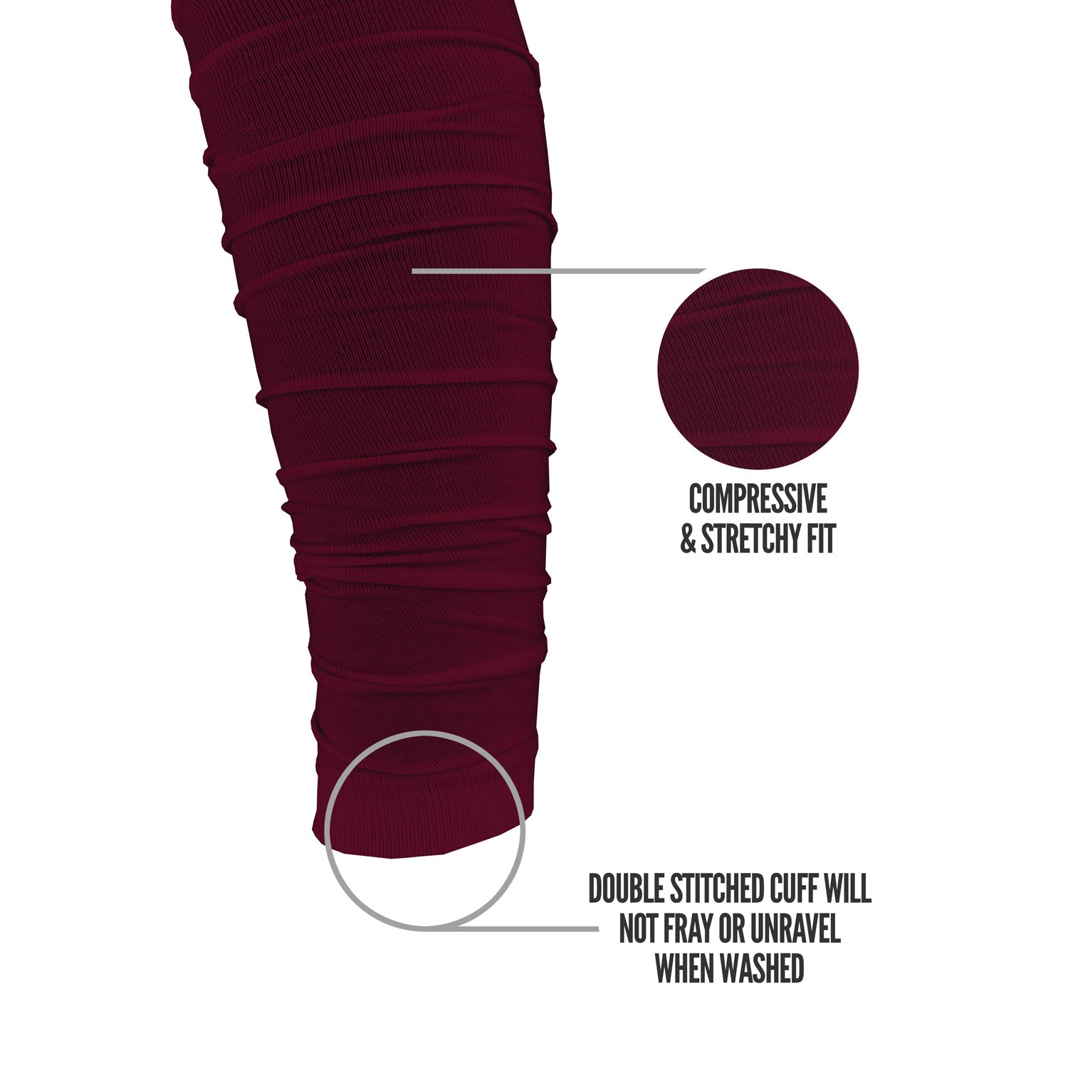 Scrunch Football Leg Sleeves Maroon - Image 3